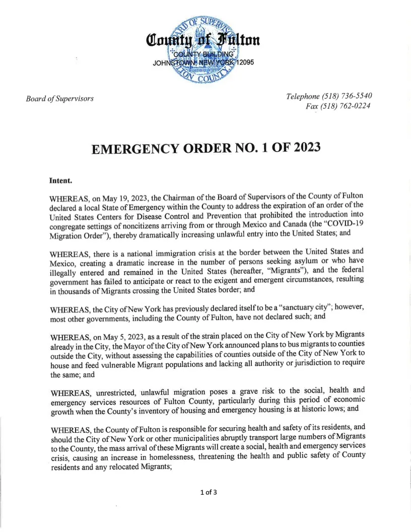State of Emergency related to Migrant Crisis Emergency Order #1 page 2
